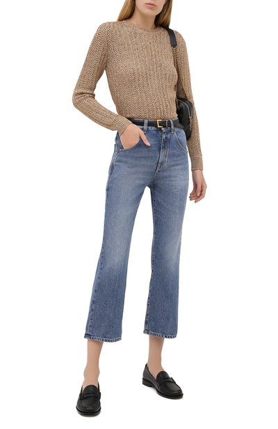 Пуловер из вискозы SAINT LAURENT золотого цвета по цене 89600 руб., арт. 631936/YASF2, фото 2 Пуловер из вискозы SAINT LAURENT, арт. 631936/YASF2, фото 2