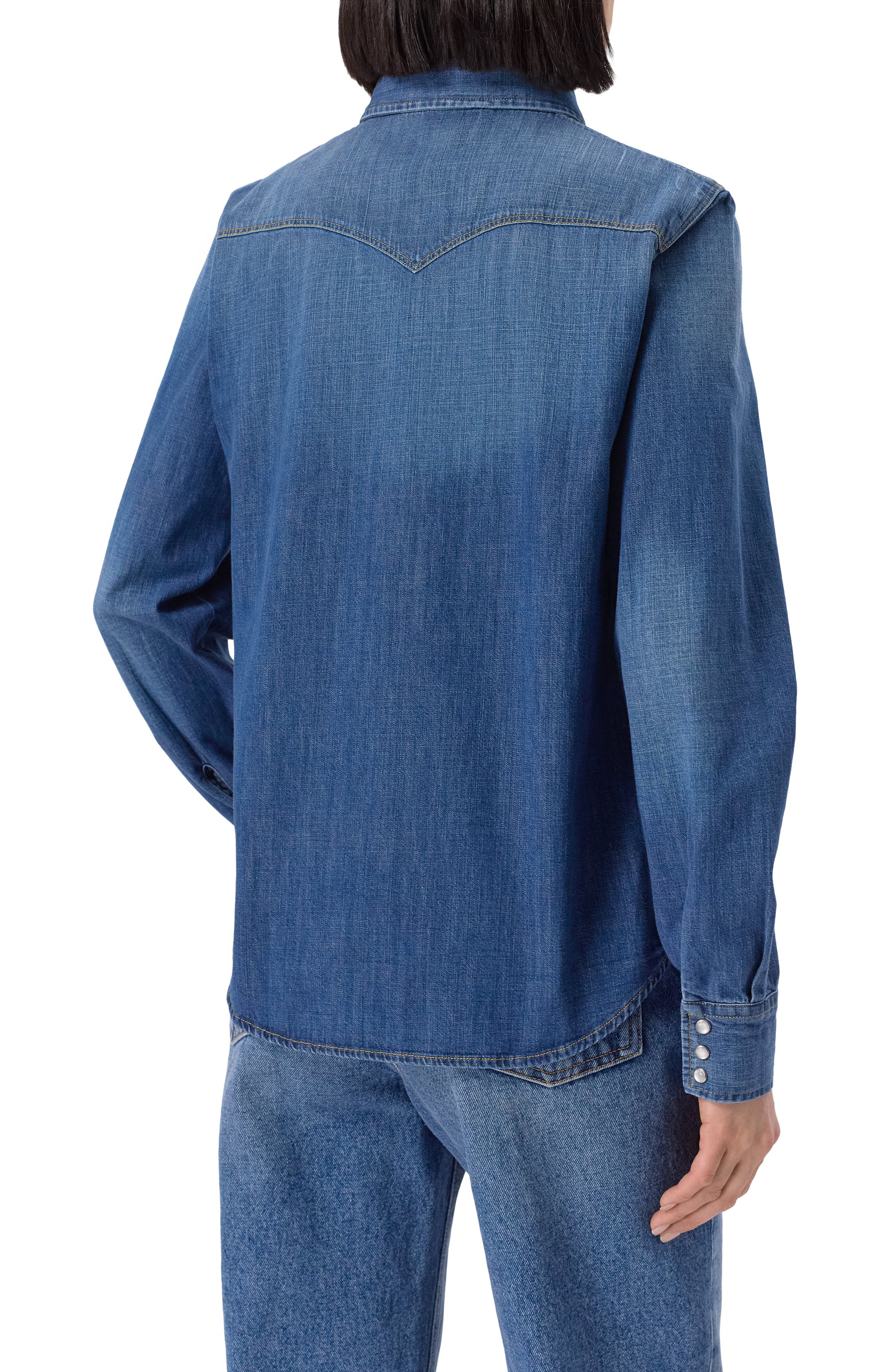 Джинсовая рубашка MVST синего цвета по цене 81900 руб., арт. C0DY/B059, фото 4 Джинсовая рубашка MVST, арт. C0DY/B059, фото 4