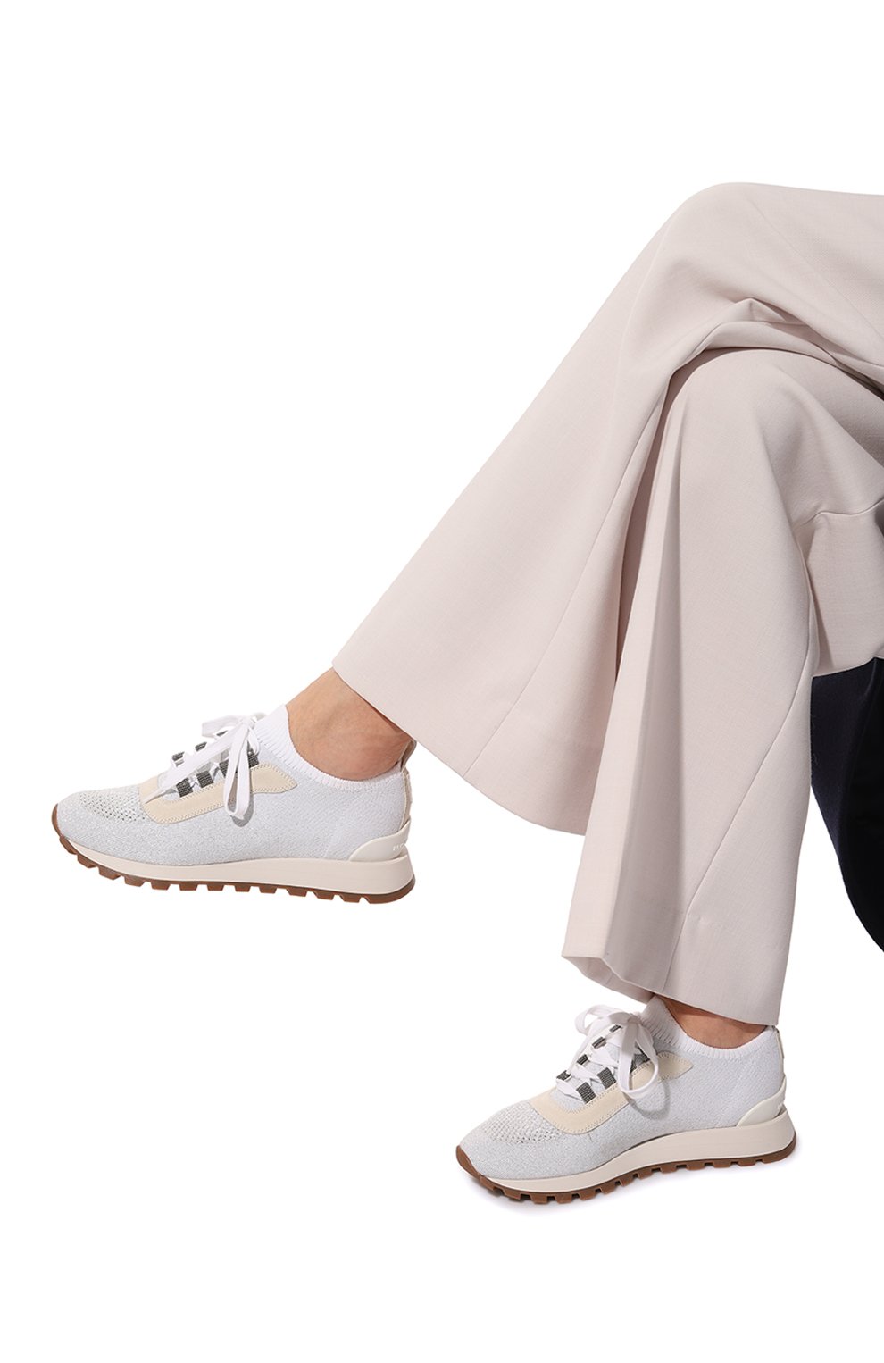 Текстильные кроссовки BRUNELLO CUCINELLI белого цвета по цене 109500 руб., арт. MZ35GB1103, фото 3 Текстильные кроссовки BRUNELLO CUCINELLI, арт. MZ35GB1103, фото 3