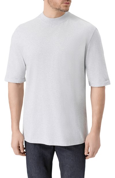 Хлопковая футболка BRUNELLO CUCINELLI светло-серого цвета по цене 81900 руб., арт. M0B131396, фото 3 Хлопковая футболка BRUNELLO CUCINELLI, арт. M0B131396, фото 3