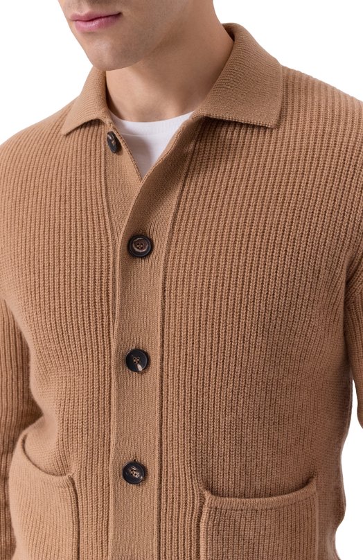 Кардиган из шерсти и кашемира Andrea Campagna CA3MLT/WC7P Бежевый  CA3MLT/WC7P Фото 5