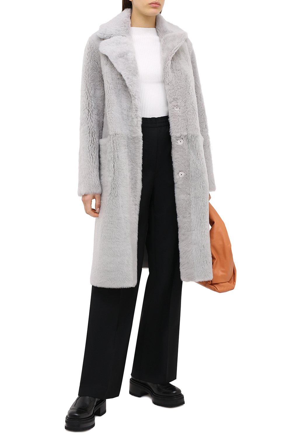 Дубленка MANZONI24 светло-серого цвета по цене 284500 руб., арт. 20M800-S10/38-46, фото 2 Дубленка MANZONI24, арт. 20M800-S10/38-46, фото 2