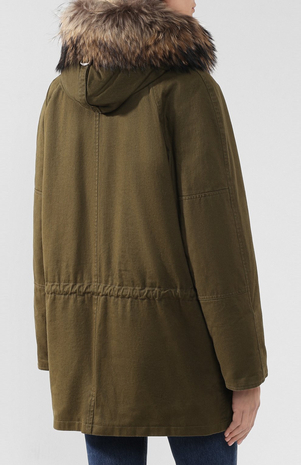 Парка на меховой подкладке SAINT LAURENT хаки цвета по цене 599500 руб., арт. 573660/Y969V, фото 4 Парка на меховой подкладке SAINT LAURENT, арт. 573660/Y969V, фото 4