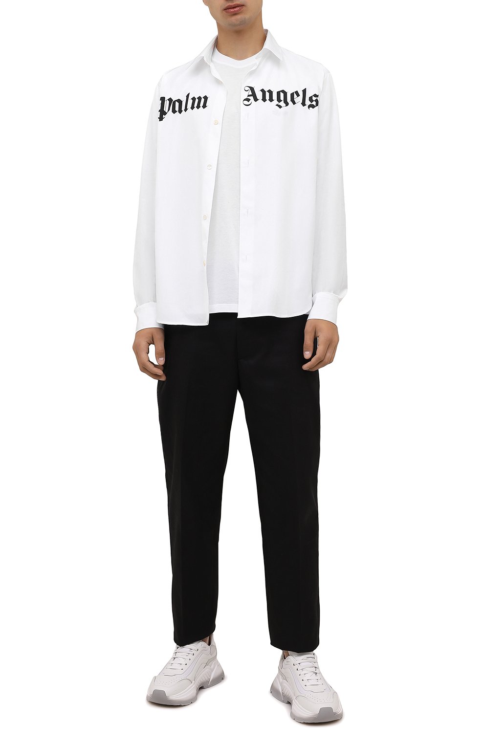 Хлопковая рубашка PALM ANGELS белого цвета по цене 46100 руб., арт. PMGA099F21FAB0010110, фото 2 Хлопковая рубашка PALM ANGELS, арт. PMGA099F21FAB0010110, фото 2
