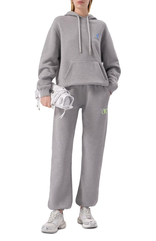 Хлопковое худи Off-White 0WBB064S25FLE002 Серый  0WBB064S25FLE002 Фото 2