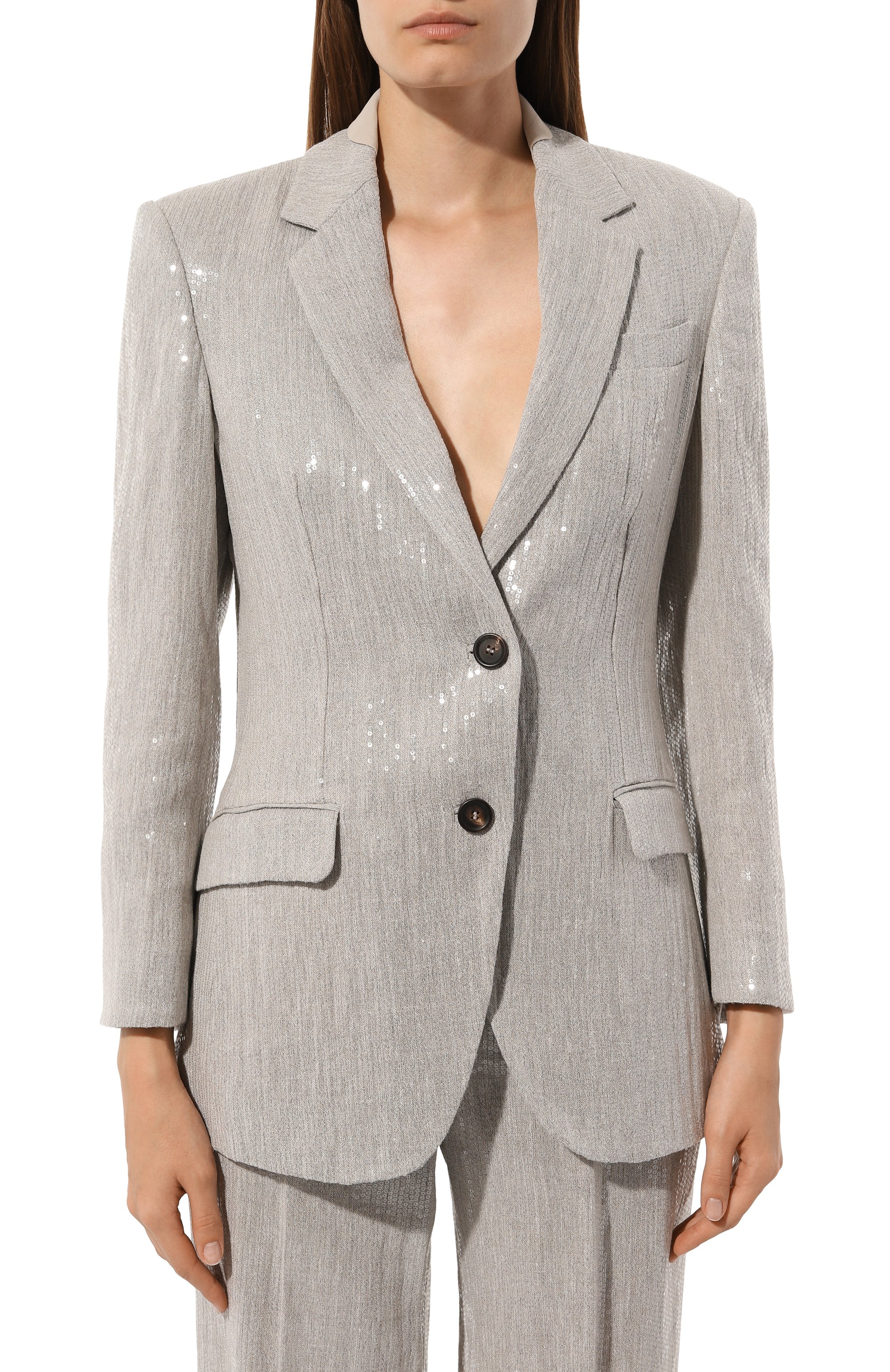 Льняной жакет с отделкой пайетками BRUNELLO CUCINELLI, арт. MH5702187, фото 3