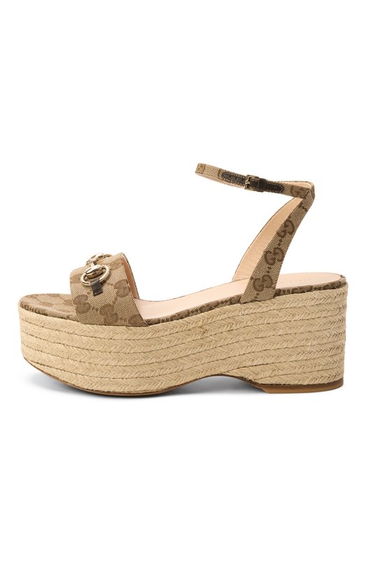 Текстильные босоножки Gucci 816692/H6320 Бежевый  816692/H6320 Фото 4