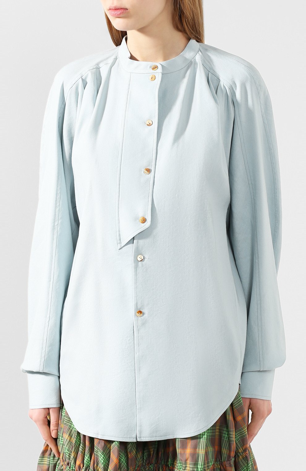 Рубашка REJINA PYO голубого цвета по цене 47000 руб., арт. C249/LINEN BLEND, фото 3 Рубашка REJINA PYO, арт. C249/LINEN BLEND, фото 3