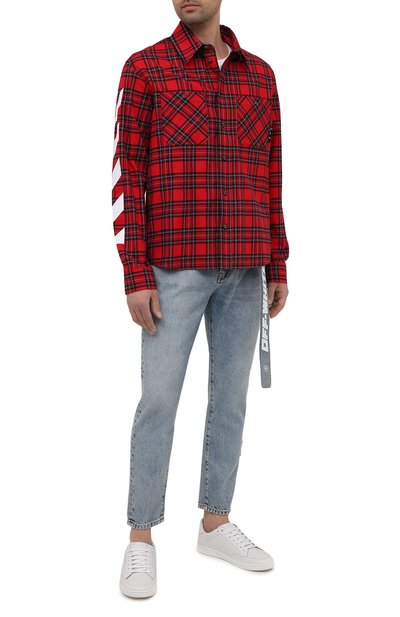 Хлопковая рубашка OFF-WHITE красного цвета по цене 74700 руб., арт. 0MGA133S21FAB001, фото 2 Хлопковая рубашка OFF-WHITE, арт. 0MGA133S21FAB001, фото 2