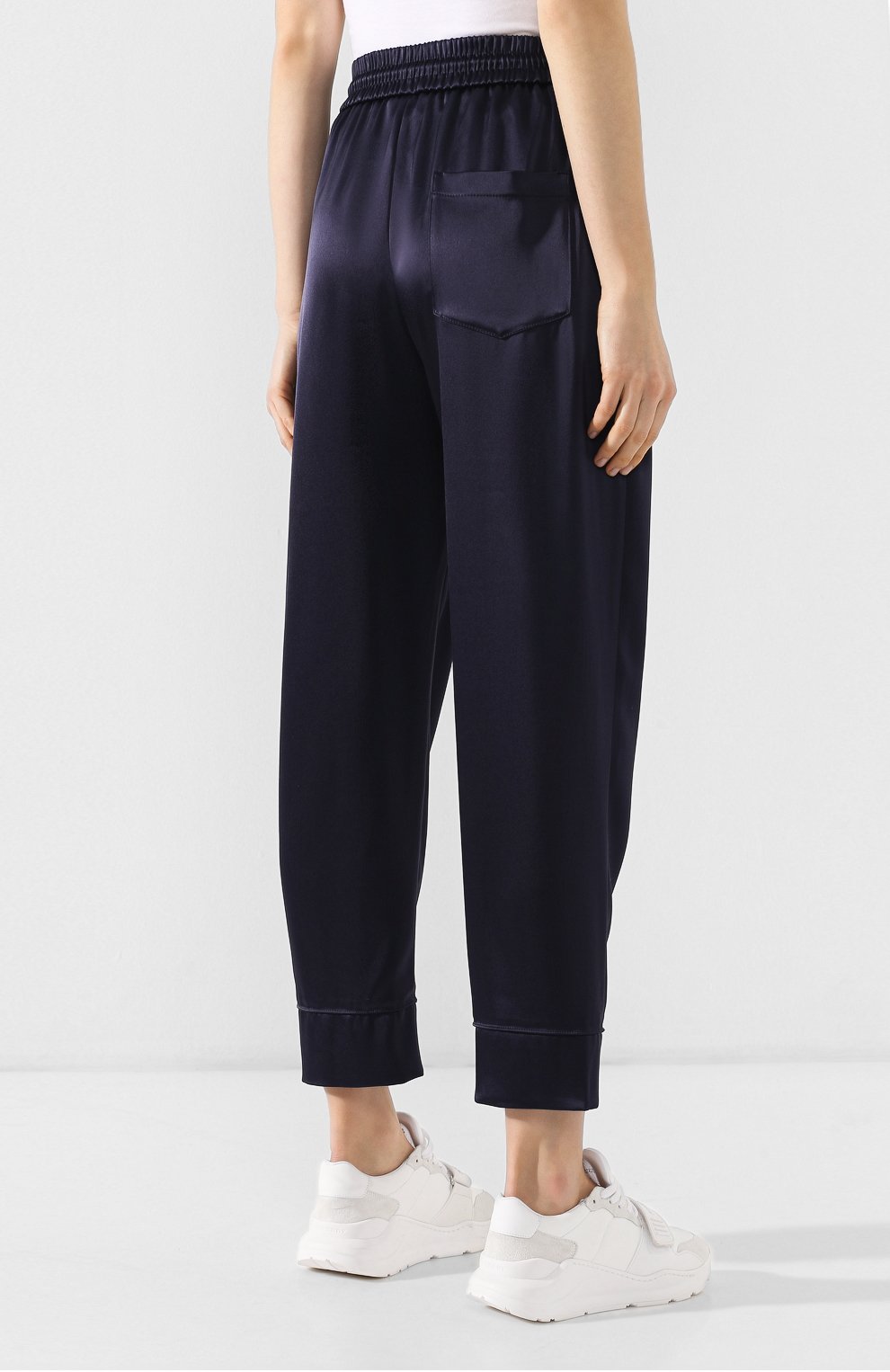 Брюки с эластичным поясом NANUSHKA, арт. LETY_NAVY_TECH SATIN, фото 4
