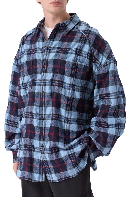 Рубашка из хлопка и шерсти Juun.J JC5864P08P Синий  JC5864P08P Фото 3