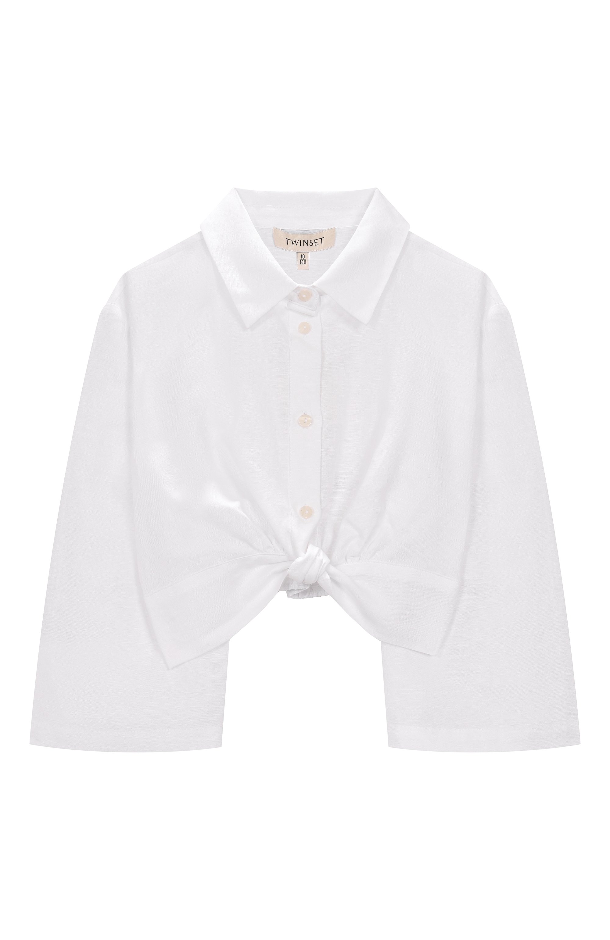 Рубашка изо льна и хлопка TWINSET белого цвета по цене 13150 руб., арт. 251GJ2401, фото 1 Рубашка изо льна и хлопка TWINSET, арт. 251GJ2401, фото 1