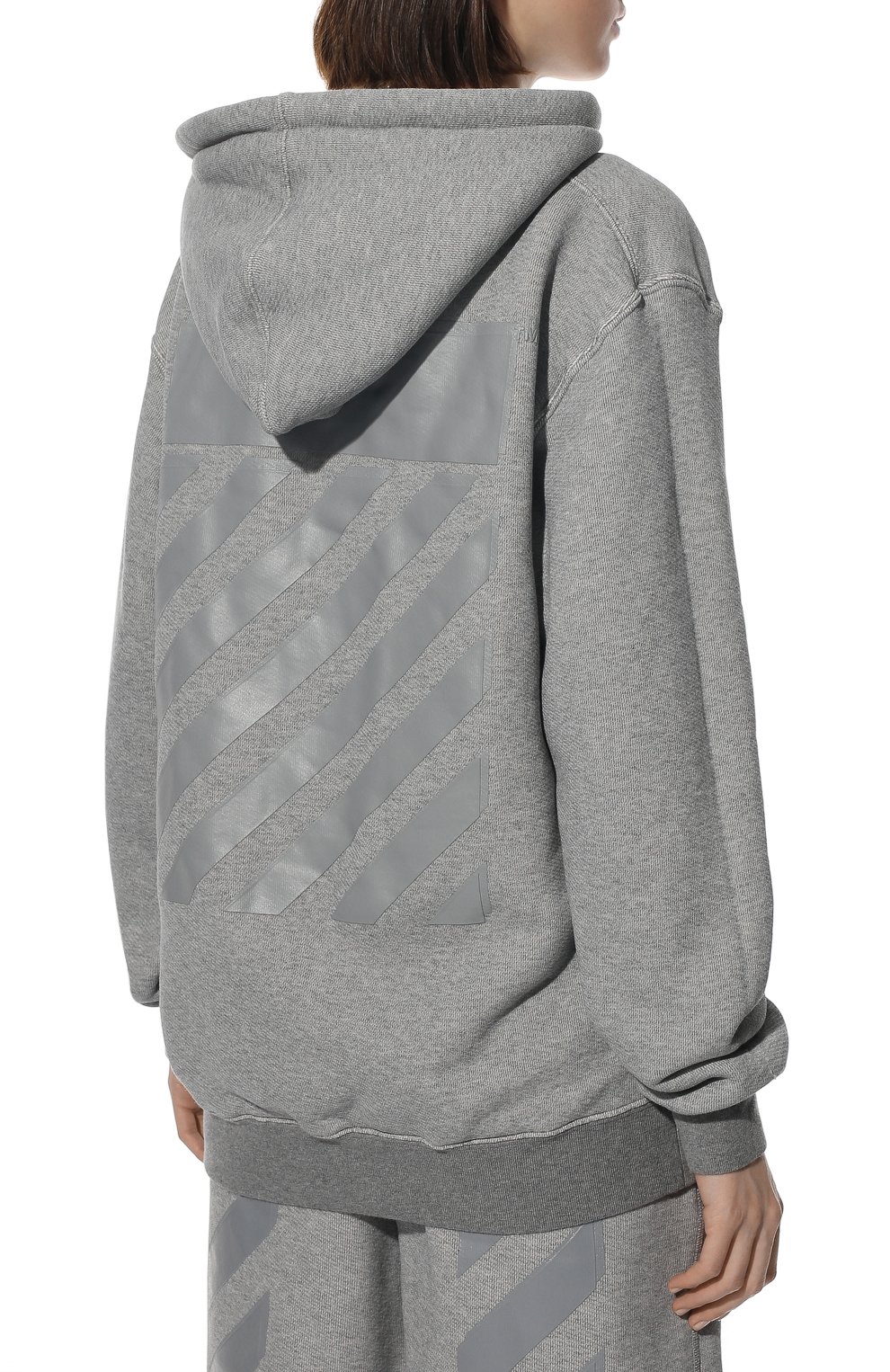 Хлопковое худи OFF-WHITE серого цвета по цене 68700 руб., арт. 0WBB032C99JER002, фото 4 Хлопковое худи OFF-WHITE, арт. 0WBB032C99JER002, фото 4