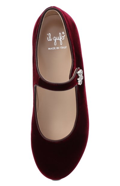 Бархатные балетки IL GUFO бордового цвета по цене 23300 руб., арт. G285/VELLUT0 ACC0PP/31-34, фото 4 Бархатные балетки IL GUFO, арт. G285/VELLUT0 ACC0PP/31-34, фото 4