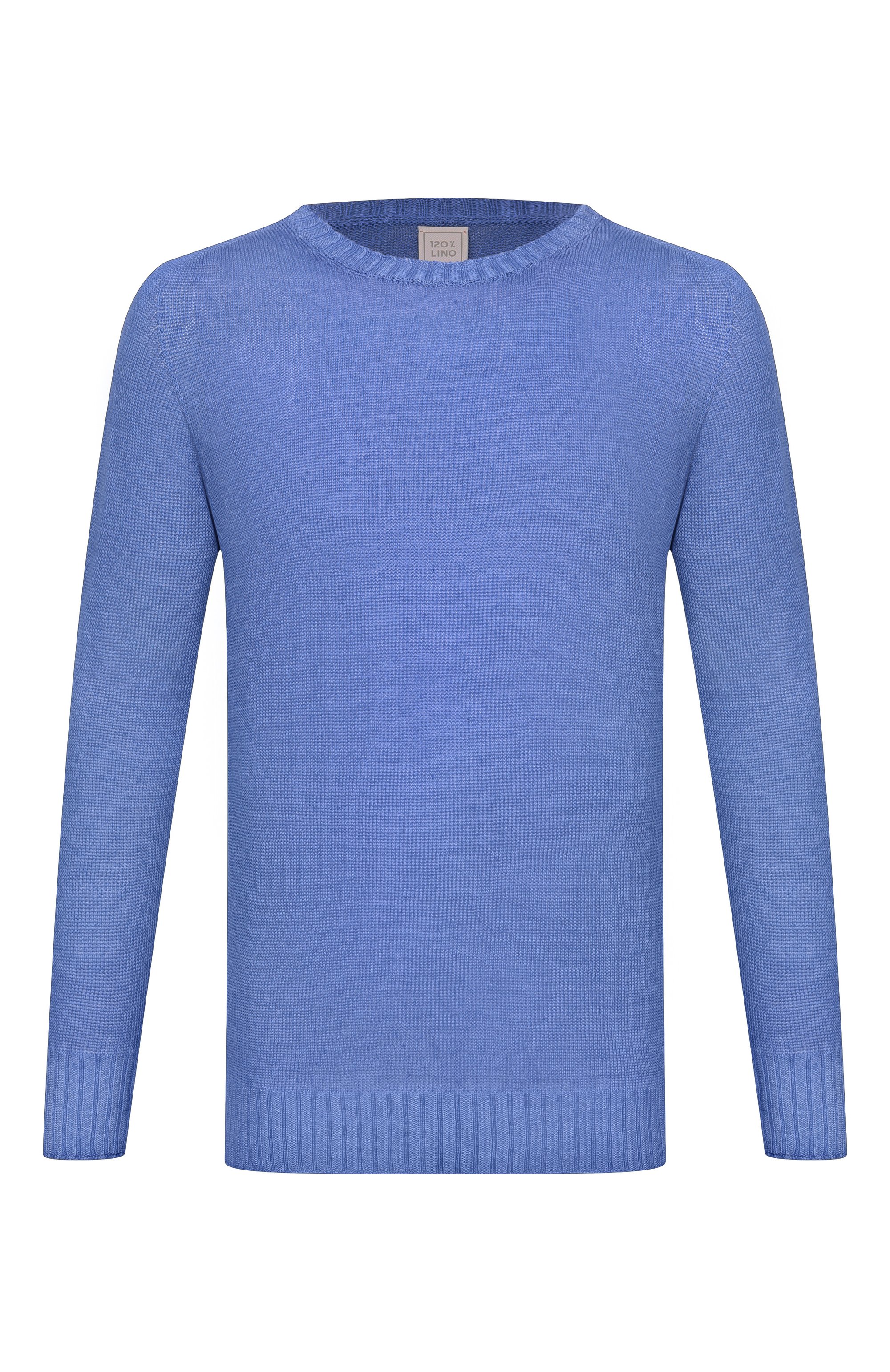 Льняной джемпер 120% LINO синего цвета по цене 35500 руб., арт. 33ALIM39FF/F966/S000, фото 1 Льняной джемпер 120% LINO, арт. 33ALIM39FF/F966/S000, фото 1