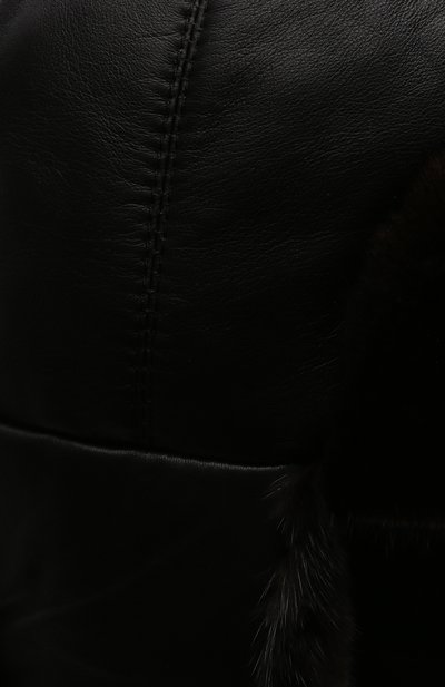 Кожаная шапка-ушанка с отделкой из меха норки FURLAND, арт. 0011202110154600000, фото 3