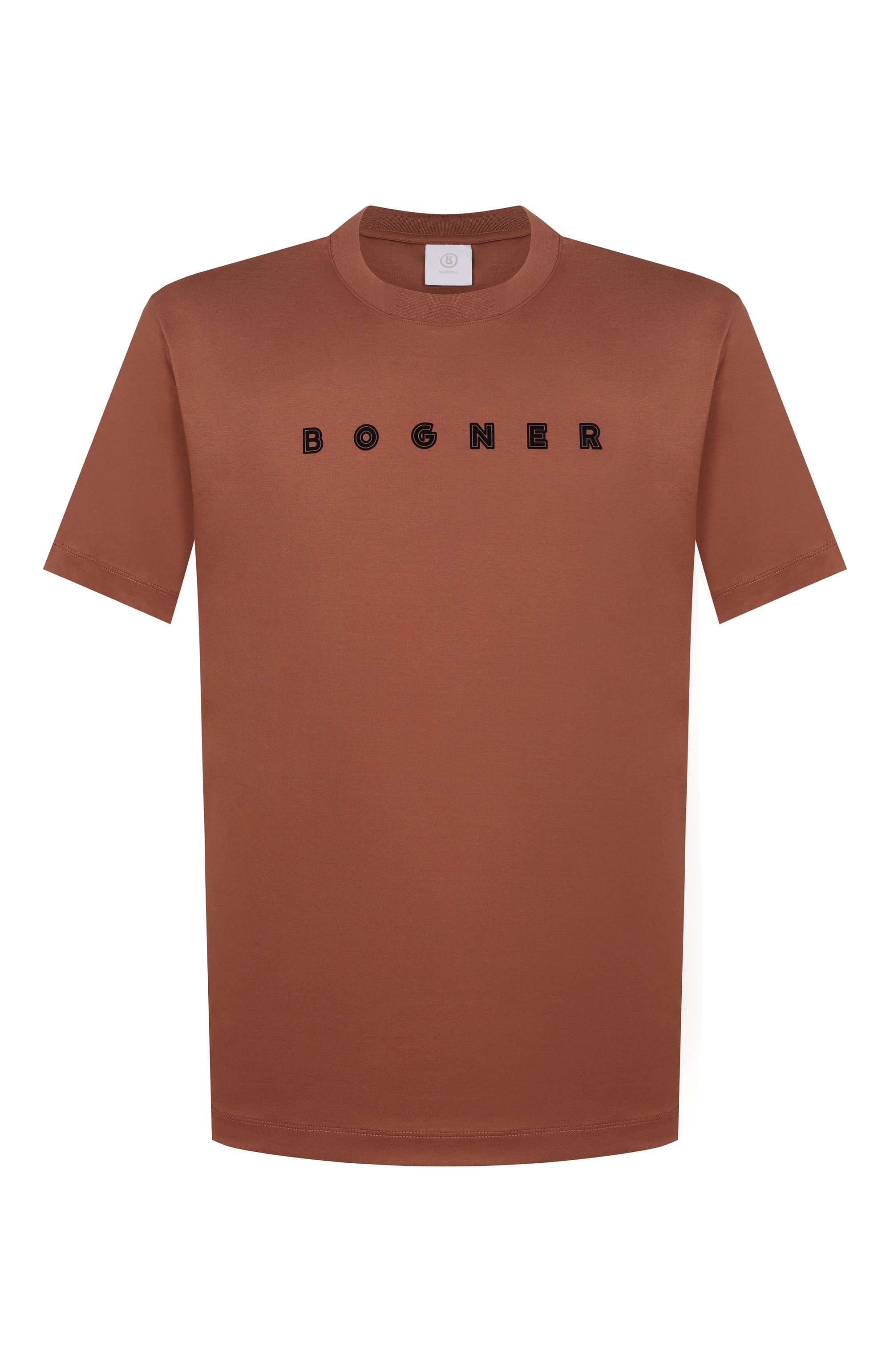 Хлопковая футболка BOGNER коричневого цвета по цене 14800 руб., арт. 58009178, фото 1 Хлопковая футболка BOGNER, арт. 58009178, фото 1