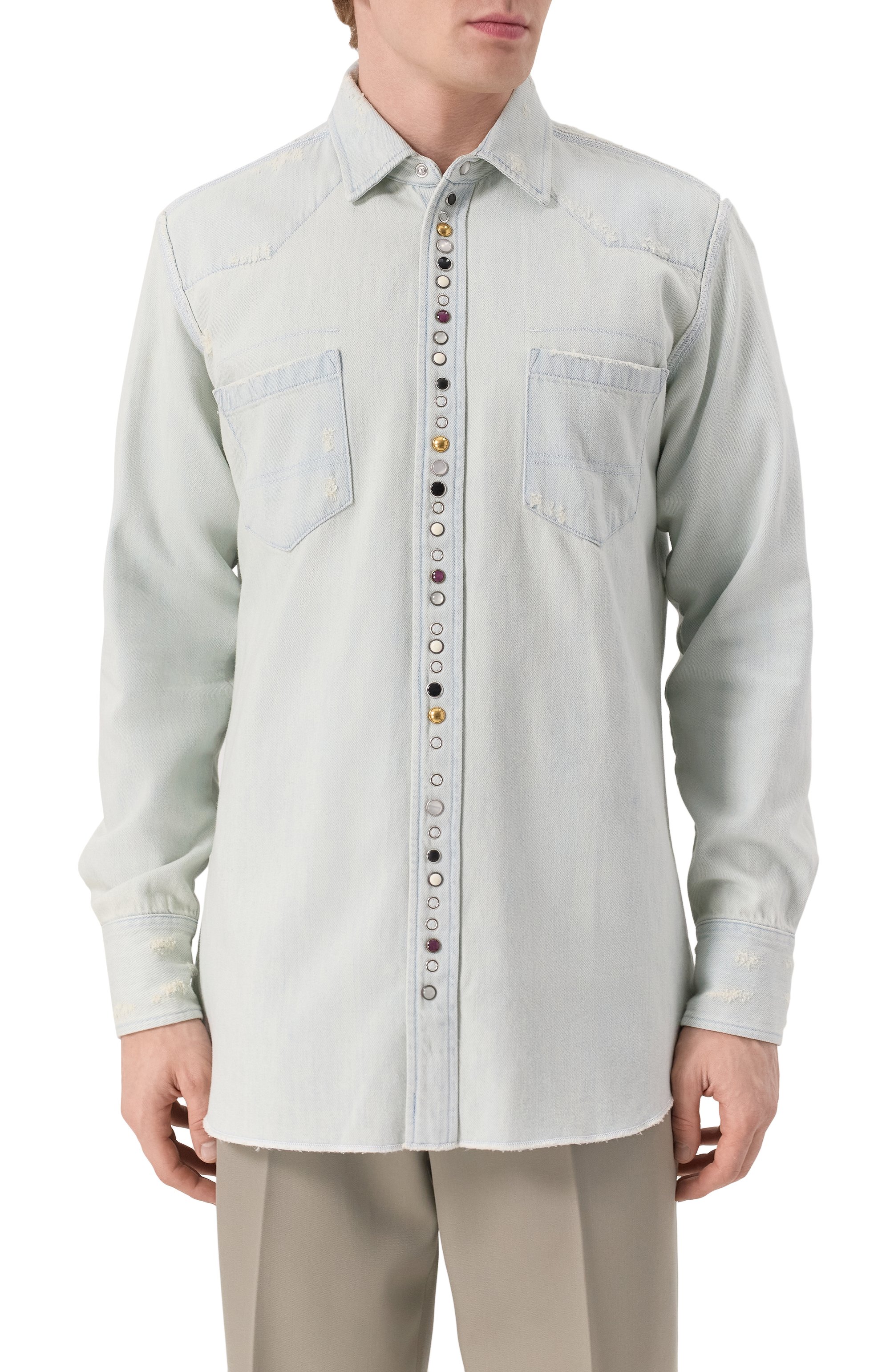 Джинсова�я рубашка GOLDEN GOOSE DELUXE BRAND, арт. GMP00487.P000636, фото 3