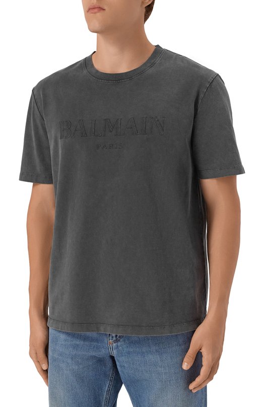 Хлопковая футболка Balmain FH1EG000/BC72 Серый  FH1EG000/BC72 Фото 3