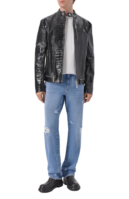 Кожаная куртка Philipp Plein SAFC MLB2035 PLE010N Чёрный  SAFC MLB2035 PLE010N Фото 2