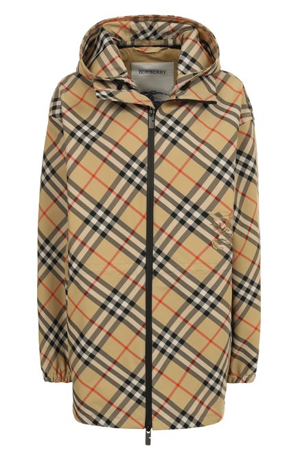 Женская куртка BURBERRY бежевого цвета, арт. 8087231 | Фото 1 (Материал внешний: Синтетический материал; Рукава: Длинные; Материал сплава: Проставлено; Длина (верхняя одежда): Короткие; Драгоценные камни: Проставлено)