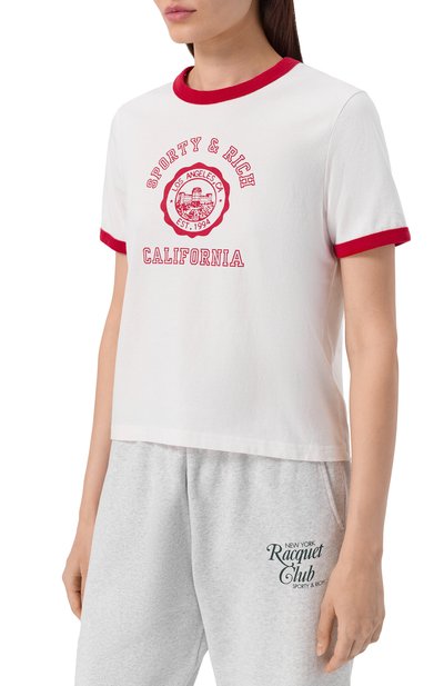 Хлопковая футболка SPORTY AND RICH, арт. T007364508WH52, фото 3