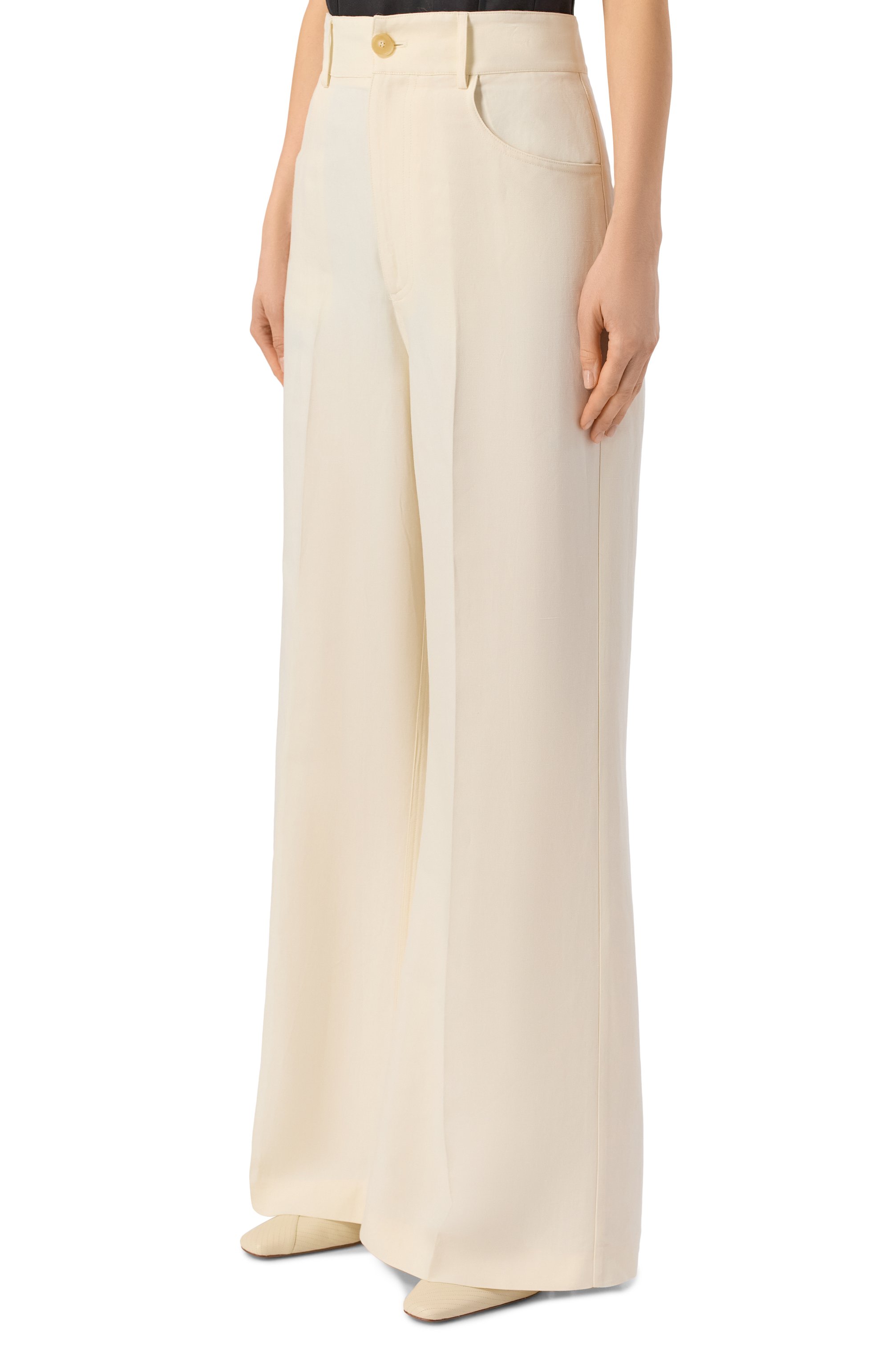 Брюки из вискозы и льна ERIKA CAVALLINI кремового цвета по цене 53900 руб., арт. P6SL02, фото 3 Брюки из вискозы и льна ERIKA CAVALLINI, арт. P6SL02, фото 3