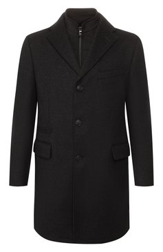 Мужской шерстяное пальто CORNELIANI темно-серого цвета, арт. 841584-9813179/00 | Фото 1 (Статус проверки: Проверено, Проверена категория; Материал внешний: Шерсть; Материал подклада: Синтетический материал; Рукава: Длинные; Мужское Кросс-КТ: Верхняя одежда, пальто-верхняя одежда; Стили: Кэжуэл; Длина (верхняя одежда): До середины бедра; Драгоценные камни: Проставлено; Материал сплава: Проставлено, Проверено; 1-2-бортные: Однобортные)