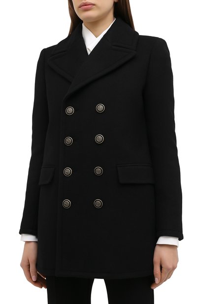 Шерстяное пальто SAINT LAURENT черного цвета по цене 299500 руб., арт. 631604/Y160W, фото 3 Шерстяное пальто SAINT LAURENT, арт. 631604/Y160W, фото 3