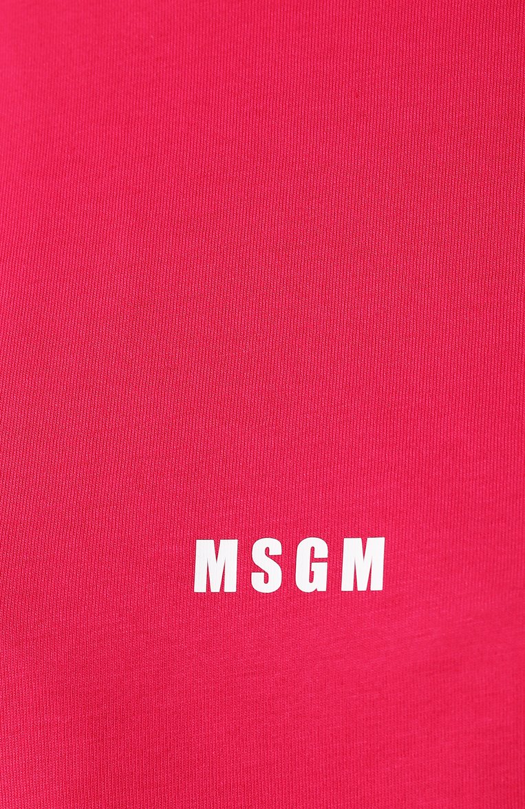 Женская хлопковая футболка MSGM фуксия цвета, арт. 2842MDM100 207498 | Фото 5 (Рукава: Короткие; Длина (для топов): Стандартные; Материал внешний: Хлопок; Женское Кросс-КТ: Футболка-одежда; Принт: С принтом; Статус проверки: Проверена категория; Драгоценные камни: Проставлено; Материал сплава: Проставлено)