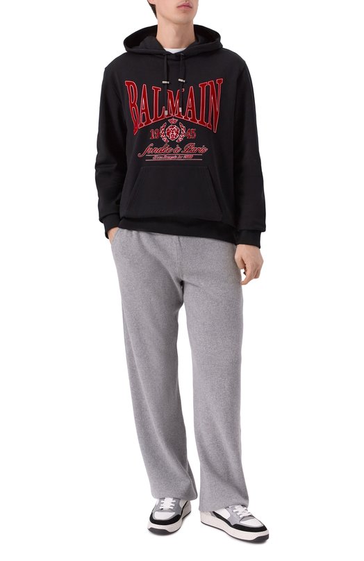 Хлопковое худи Balmain FH0JT047/GF25 Чёрный  FH0JT047/GF25 Фото 2