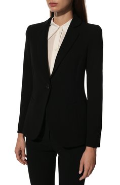 Женский шерстяной жакет EMPORIO ARMANI черного цвета, арт. 0NG3BT/02002 | Фото 3 (Материал подклада: Вискоза; Материал внешний: Шерсть; Рукава: Длинные; Длина (для топов): Стандартные; Стили: Классический; Женское Кросс-КТ: Жакет-одежда; 1-2-бортные: Однобортные; Случай: Формальный; Драгоценные камни: Проставлено; Материал сплава: Проставлено; Региональные ограничения белый список (Axapta Mercury): Не проставлено)