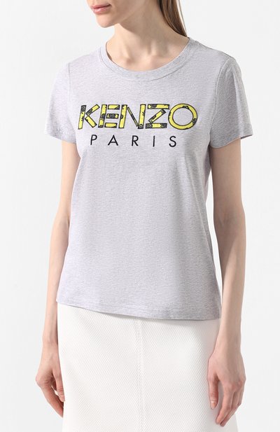 Хлопковая футболка KENZO серого цвета по цене 12100 руб., арт. 2TS721990, фото 3 Хлопковая футболка KENZO, арт. 2TS721990, фото 3