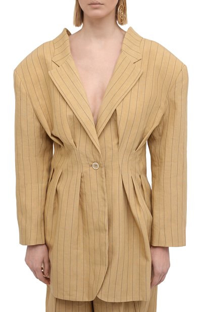 Льняной жакет JACQUEMUS бежевого цвета по цене 75050 руб., арт. 211JA08/112851, фото 3 Льняной жакет JACQUEMUS, арт. 211JA08/112851, фото 3
