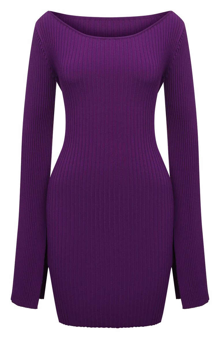 Женское платье SOLACE LONDON фиолетового цвета, арт. 0S30009A | Фото 1 (Длина Ж (юбки, платья, шорты): Мини; Материал внешний: Вискоза; Рукава: Длинные; Стили: Гламурный; Кросс-КТ: Трикотаж; Случай: Вечерний; Женское Кросс-КТ: Платье-одежда; Драгоценные камни: Проставлено; Материал сплава: Проставлено)