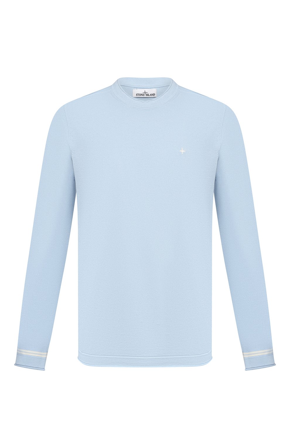 Хлопковый джемпер STONE ISLAND голубого цвета по цене 45950 руб., арт. 7415527B2, фото 1 Хлопковый джемпер STONE ISLAND, арт. 7415527B2, фото 1