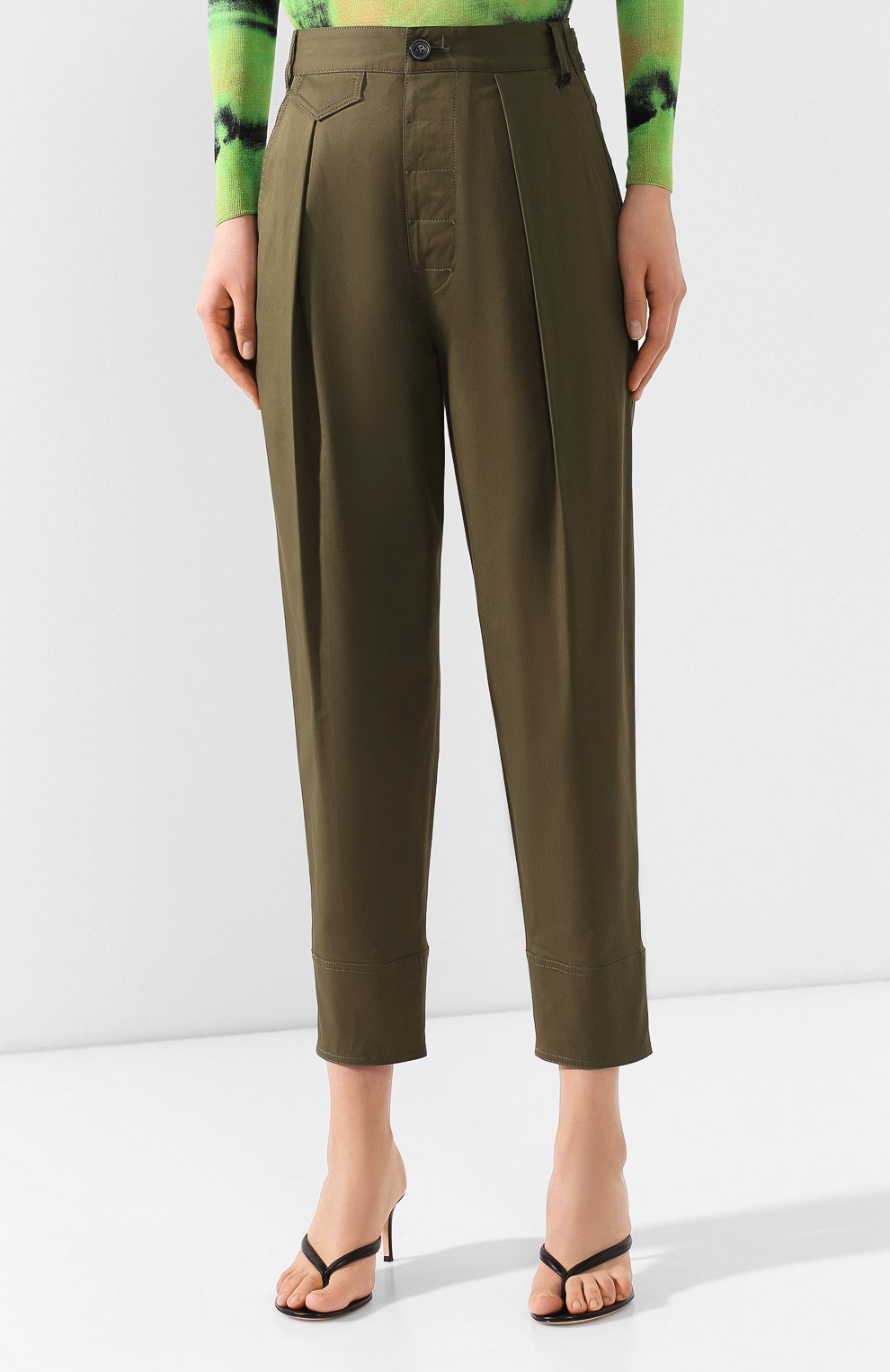 Хлопковые брюки DSQUARED2 зеленого цвета по цене 34450 руб., арт. S72KA1011/S35175, фото 3 Хлопковые брюки DSQUARED2, арт. S72KA1011/S35175, фото 3