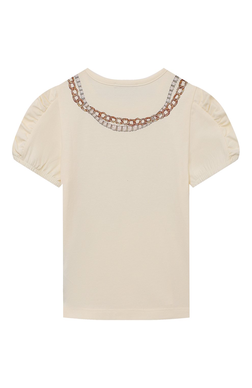 Хлопковая футболка MOSCHINO кремового цвета по цене 14550 руб., арт. HDM056/LBA11/10A-14A, фото 2 Хлопковая футболка MOSCHINO, арт. HDM056/LBA11/10A-14A, фото 2