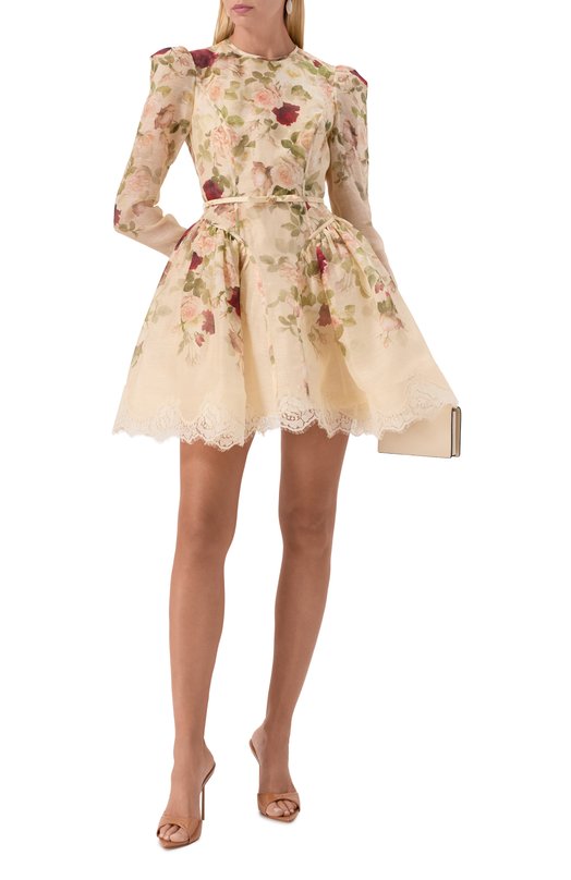 Платье изо льна и шелка Zimmermann 5241DF251 Кремовый  5241DF251 Фото 2