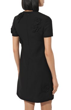 Женское платье из шерсти и шелка VALENTINO черного цвета, арт. 5B3VAAG11CF | Фото 4 (Драгоценные камни: Проставлено; Материал внешний: Шелк, Шерсть; Длина Ж (юбки, платья, шорты): Мини; Рукава: Короткие; Материал сплава: Проставлено; Женское Кросс-КТ: Платье-одежда; Стили: Кэжуэл; Случай: Повседневный)