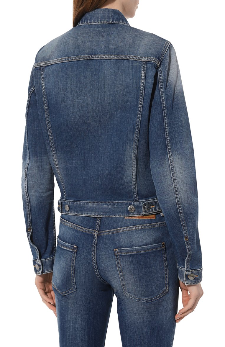 Женская джинсовая куртка DSQUARED2 голубого цвета, арт. S75AM1032/S30342 | Фото 4 (Кросс-КТ: Куртка, Деним; Рукава: Длинные; Материал сплава: Проставлено; Материал внешний: Хлопок, Деним; Драгоценные камни: Проставлено; Длина (верхня�я одежда): Короткие; Стили: Кэжуэл)
