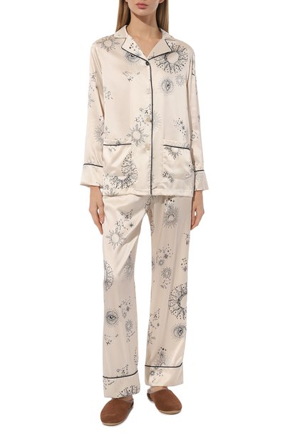 Шелковая пижама MORPHO&LUNA кремового цвета по цене 88450 руб., арт. S31P30IV/PH0EBE, фото 2 Шелковая пижама MORPHO&LUNA, арт. S31P30IV/PH0EBE, фото 2