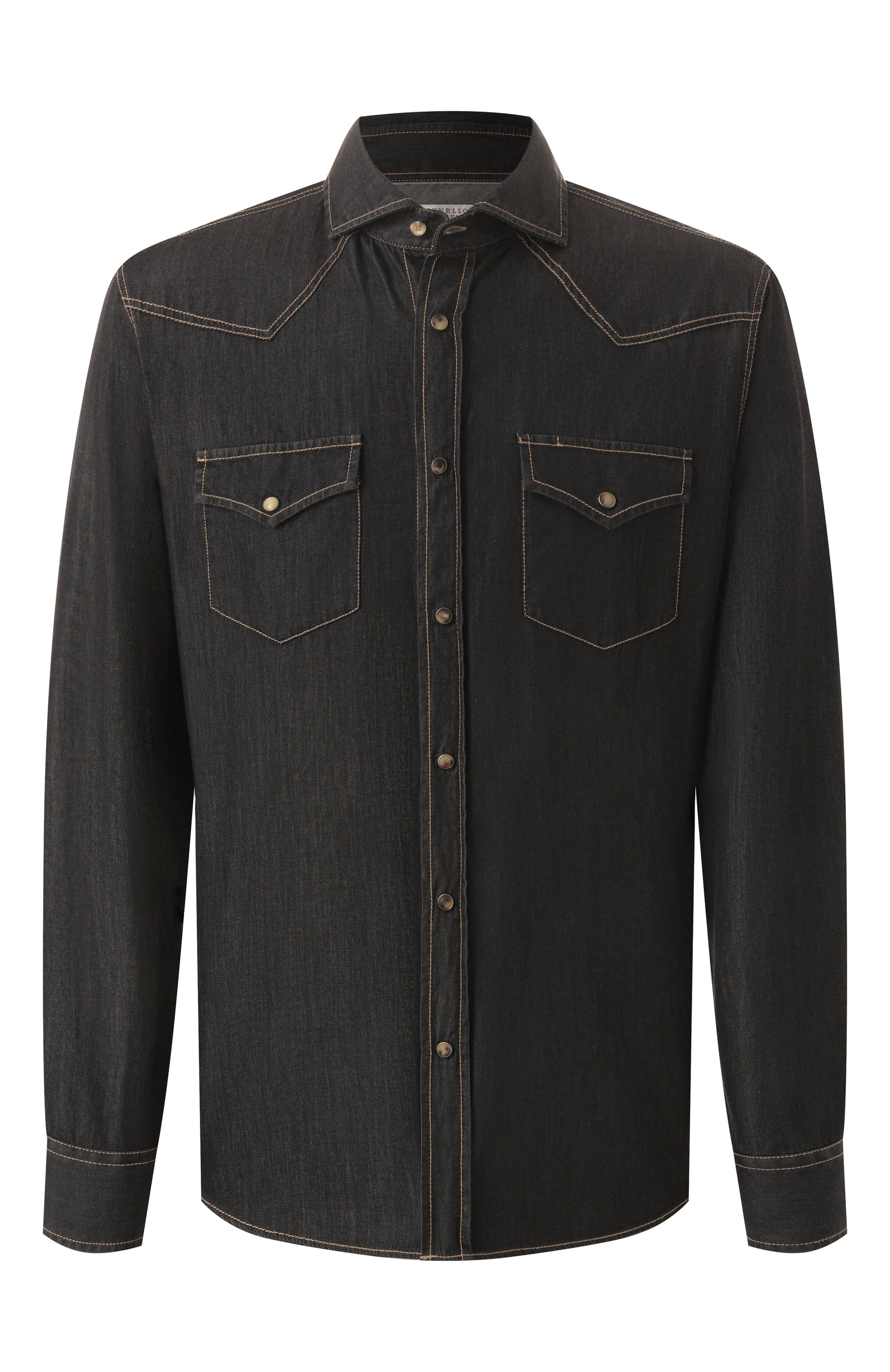 Джинсовая рубашка BRUNELLO CUCINELLI темно-серого цвета по цене 94000 руб., арт. MR683B2036, фото 1 Джинсовая рубашка BRUNELLO CUCINELLI, арт. MR683B2036, фото 1