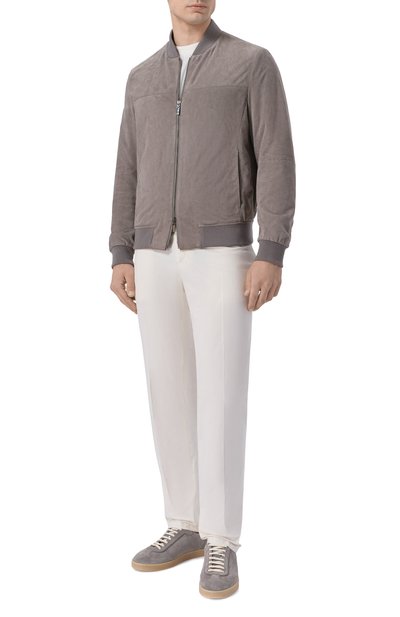 Замшевый бомбер GIMO'S серого цвета по цене 126000 руб., арт. 6S20.1.150.52F/YI, фото 2 Замшевый бомбер GIMO'S, арт. 6S20.1.150.52F/YI, фото 2