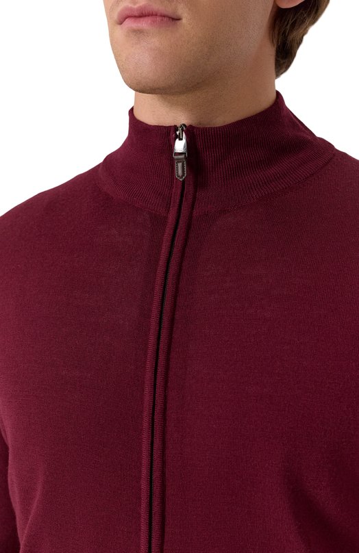 Шерстяной кардиган Canali C0022/MK01149 Бордовый  C0022/MK01149 Фото 5