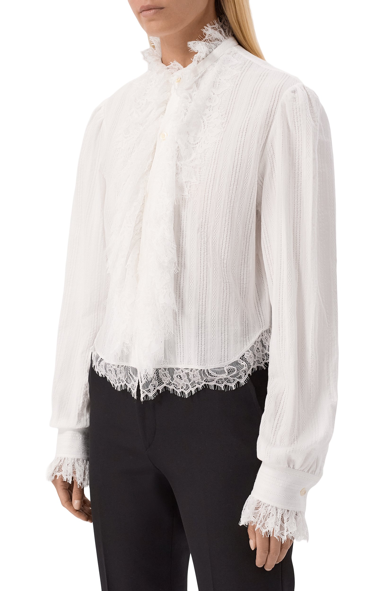 Хлопковая блузка ANN DEMEULEMEESTER белого цвета по цене 98850 руб., арт. B0014538/FA752, фото 3 Хлопковая блузка ANN DEMEULEMEESTER, арт. B0014538/FA752, фото 3