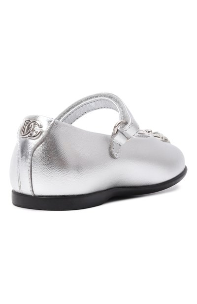 Кожаные балетки DOLCE & GABBANA серебряного цвета по цене 45300 руб., арт. D20108/AX261, фото 3 Кожаные балетки DOLCE & GABBANA, арт. D20108/AX261, фото 3