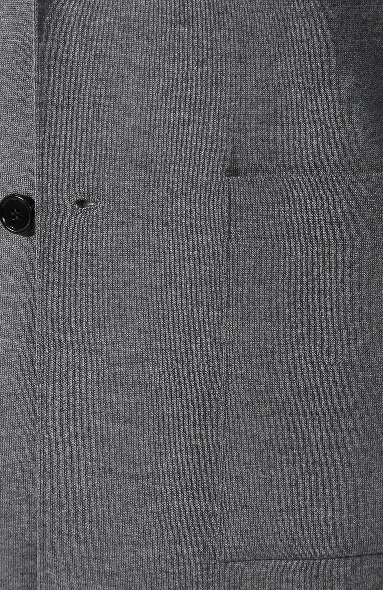 Мужской шерстяной пиджак BERLUTI серого цвета, арт. R17KJL36-001 | Фото 5 (Рукава: Длинные; Материал внешний: Шерсть; Длина (для топов): Стандартные; 1-2-бортные: Однобортные; Пиджаки М: Приталенный; Случай: Повседневный; Стили: Кэжуэл; Кросс-КТ: Трикотаж; Драгоценные камни: Проставлено; Материал сплава: Проставлено)