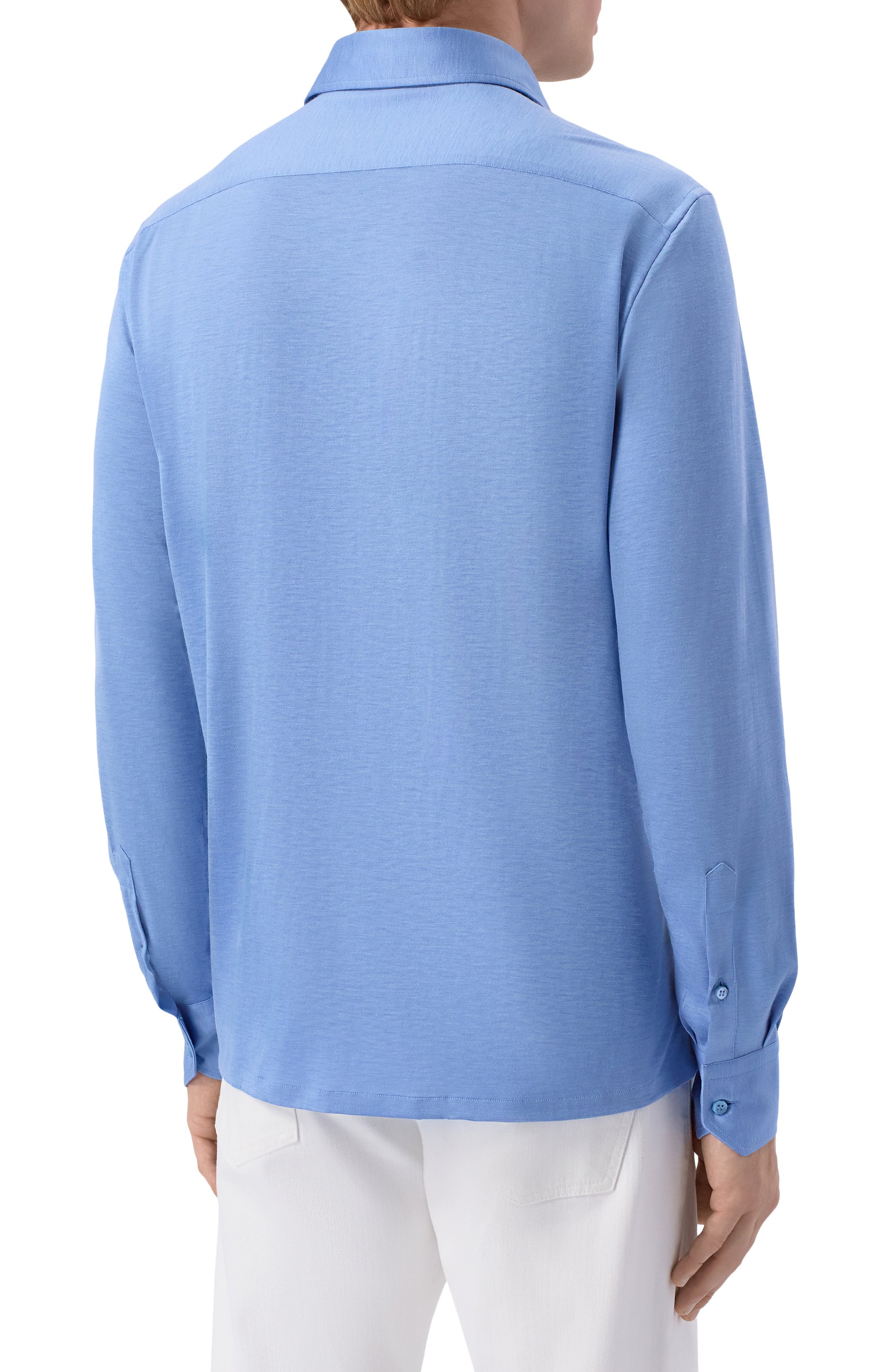 Рубашка из шелка и хлопка STEFANO RICCI голубого цвета по цене 124000 руб., арт. CJ007302/TE3100, фото 4 Рубашка из шелка и хлопка STEFANO RICCI, арт. CJ007302/TE3100, фото 4