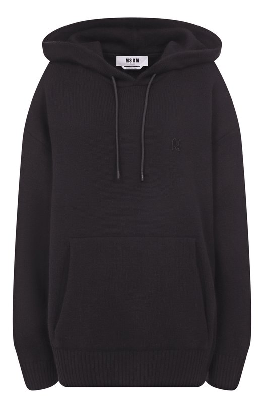 Худи из шерсти и кашемира MSGM 3940MM205/257596 Чёрный 3940MM205/257596